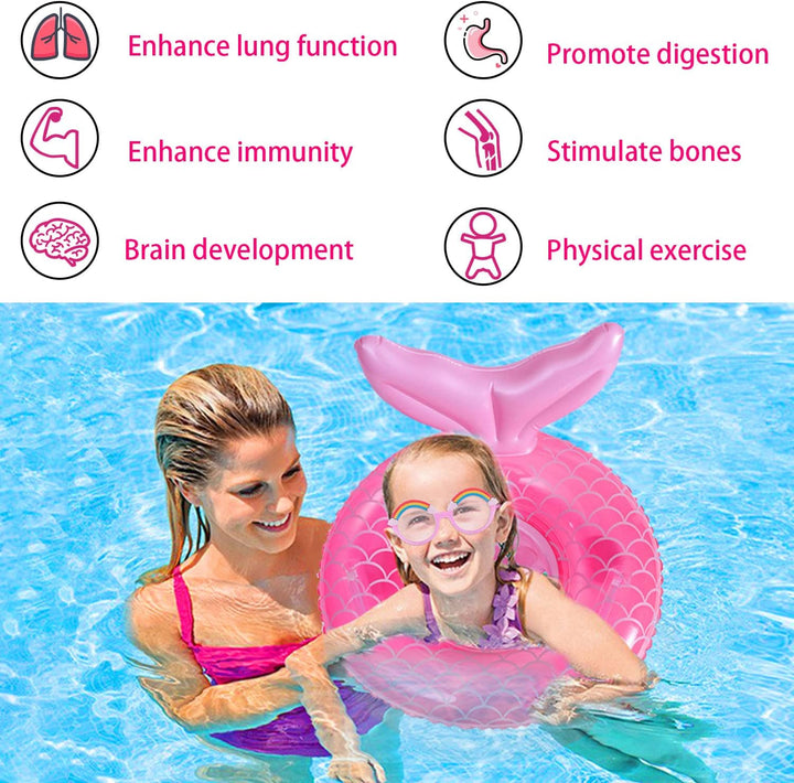 2023 New Mermaid Baby Swimming Pool Floats 6-48 Months,Inflatable Pool Swim Ring with Seat and Handle for Babies Toddlers Infant Training Summer (1-Pink)