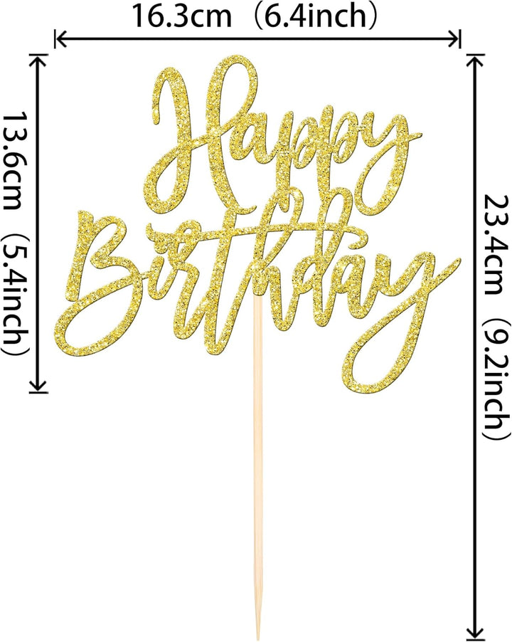 1 PCS Gold Happy Birthday & Anniversary Cake Topper