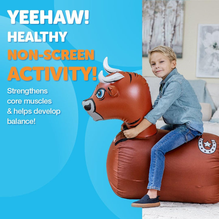 Hip Hoppers Bouncy Hopper Inflatable Hopping Animal Bouncer, Supports up to 250 Pounds, Ages 5 and up (Brown Bull)