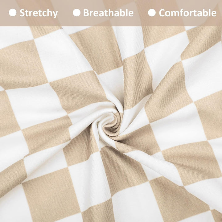 Nursing Pillow Cover, Stretchy Removable Case for Breastfeeding Pillows, Ultra Soft Comfortable Slipcover for Baby Girl and Boy, Light Brown Checkerboard
