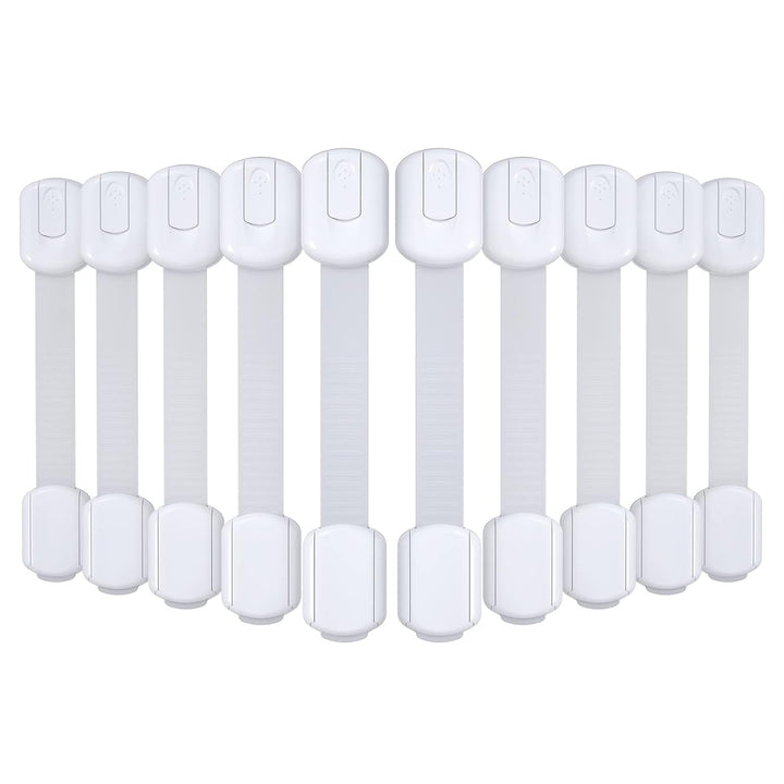 14 Pack Baby Proof Cabinet Latches, Childproof Drawer Latches with 12 Extra 3M Adhesives, Adjustable No Drilling Child Safety Cabinet Locks Straps Baby Drawer Locks for Kids Baby Safety