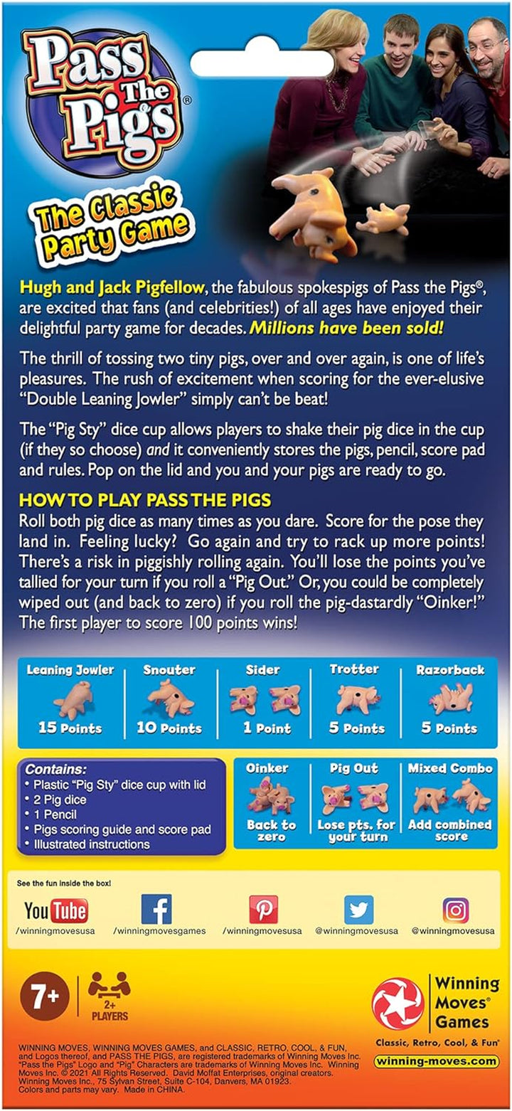 Pass the Pigs by  Games USA, a Hilarious Pig Dice Game, Family Favorite for over 40 Years, for 2 or More Players, Ages 7+ (1046)