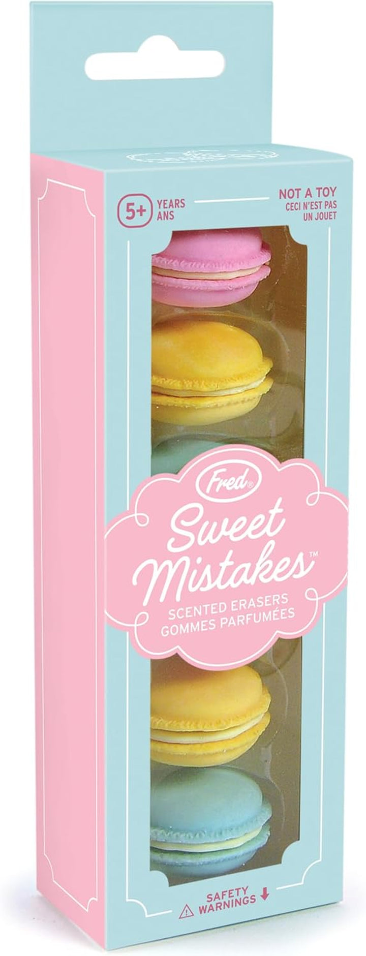 Sweet Mistakes Macaron Erasers, Set of 6, Scented, Fun for School, Home, or Office