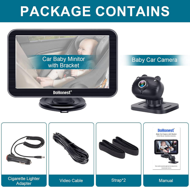 Baby Car Camera 7-Inch: USB Plug and Play Easy Setup 360 Degree Rotating Backseat Camera Two Kids HD 1080P Rear Facing Car Seat Cameras Clear Night Vision -V9