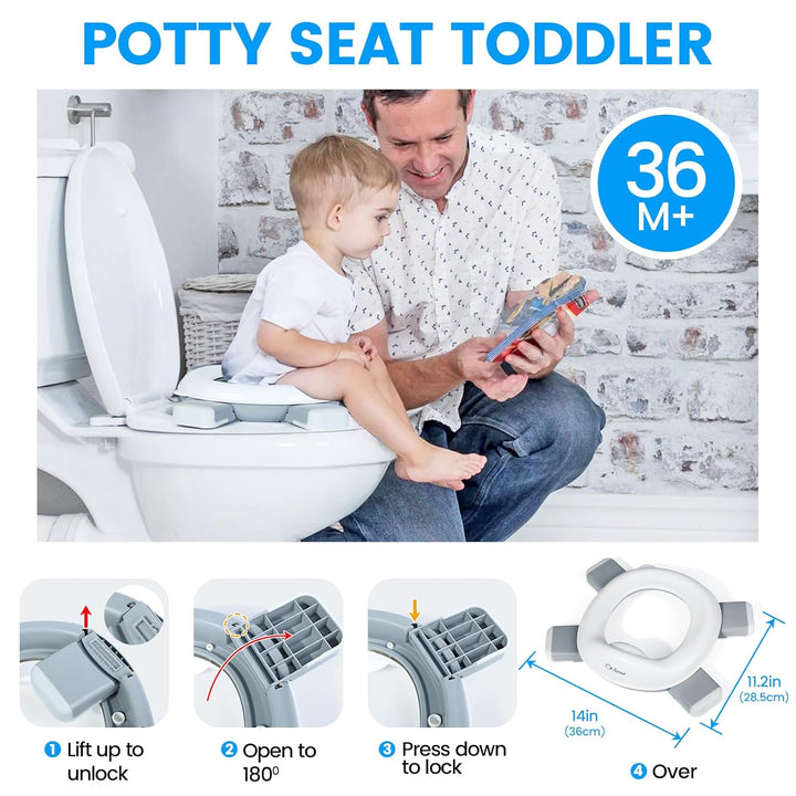 Portable Potty Training Toilet for Boys and Girls with Storage Bag - Foldable Travel Potty Chair, Toddler Potty Seat for Indoor and Outdoor, Easy to Clean, Includes Free 40Pcs Travel Bags, Gray