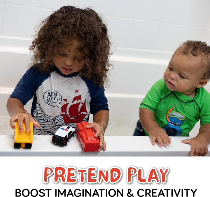 Mold Free 6 Cars Bath Toys for Kids | Toddler Bath Toys with No Hole for Water | Vehicles Set Ideal Size for Little Hands | Safe, Durable for Endless Tub Fun | Great for Boys & Girls Ages 0+