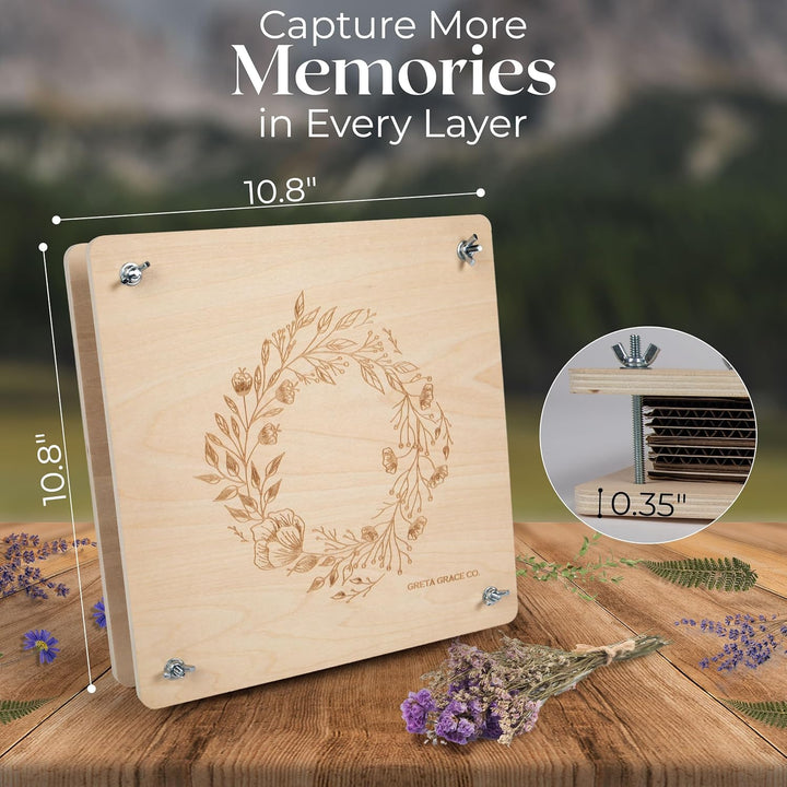 Extra Large Flower Press Kit | 11"X11" 10 Layers Wooden Pressing Boards, Tools & Bag | Crafting Kits for Adults & Kids | DIY Pressed Flower Plant Preservation Kit | Bouquet Preservation | Great Gift