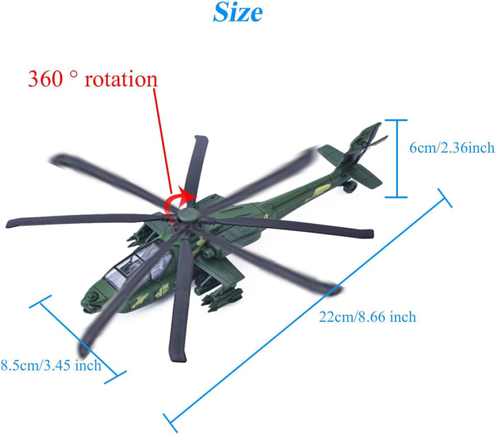 Military Helicopter Toy with Lights and Sounds, Pull Back Army Plane Airplane for Kids Children Boys Girls 11.2 Inch (Green)