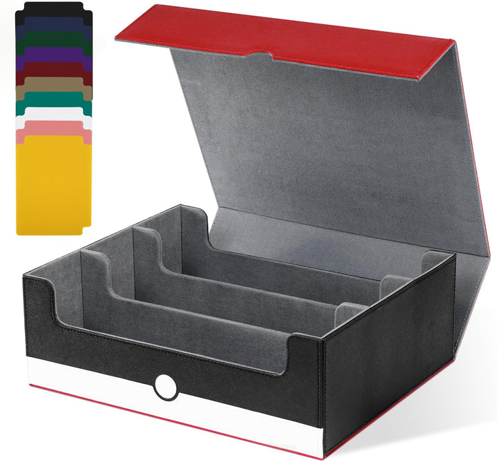 Card Storage Box for Trading Cards, 1800+ PU Leather Commander Card Deck Case, Magnetic Closure Card Holder Fits for Magic Game Cards (Black)