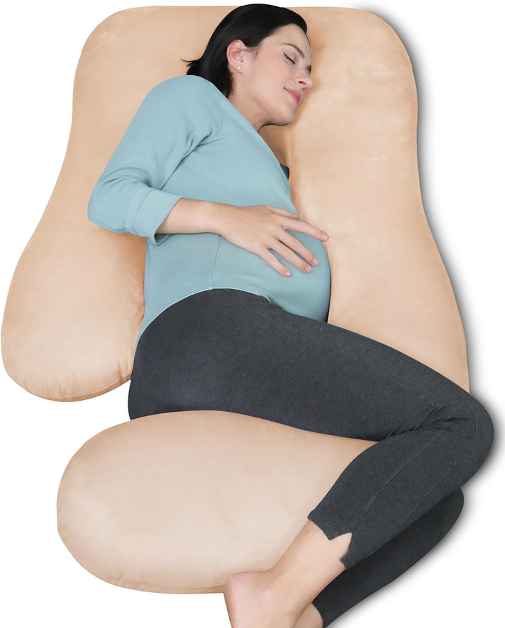 Pregnancy Pillows for Sleeping - U Shaped Full Body Maternity Pillow with Removable Cover - Support for Back, Legs, Belly, HIPS - 57 Inch Pregnancy Pillow for Women - Grey