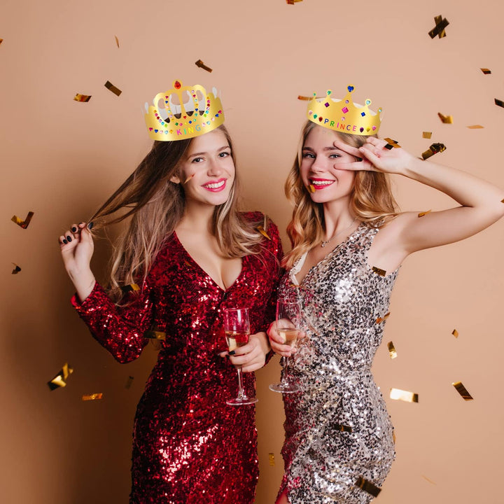 Gold Paper Crowns, Diy Birthday King Crowns Craft to Decorate, Paper Prince Princess Crown Hats for School Classroom