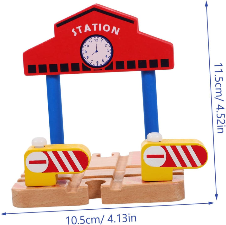 Wooden Railway Station Platform Barrier Model Train Accessories Educational Building for Safe Wood Material Portable and Easy to Install