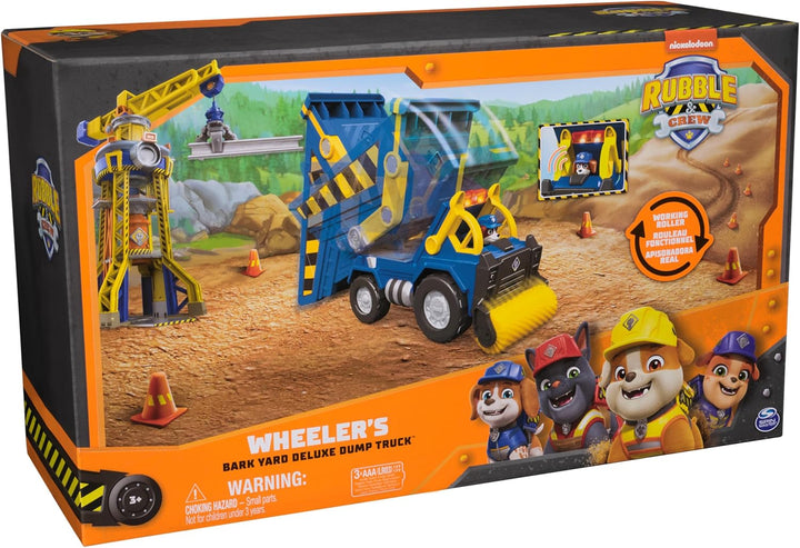 , Bark Yard Deluxe Dump Truck Construction Vehicle with Lights, Sounds & Wheeler Action Figure, Kids Toys for Boys & Girls Ages 3 and Up
