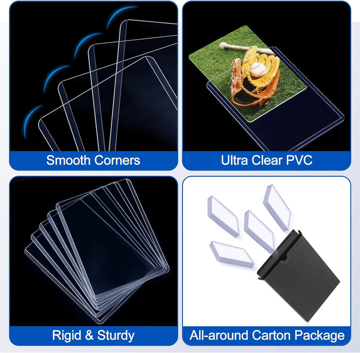 32 Count Topload Card Holder,  35PT Topload Card Protector, 3" X 4" Hard Plastic Card Sleeves, Baseball Card Protector, Rigid Toploading Card Case for Collectible Trading Sports Cards