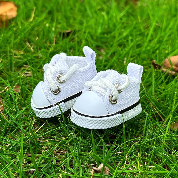 Mini Doll Shoes, 1 Pair Cute Lace up Canvas Sneakers Compatible for 17Cm/15Cm Doll Shoes Toy Outfit Accessories(White)