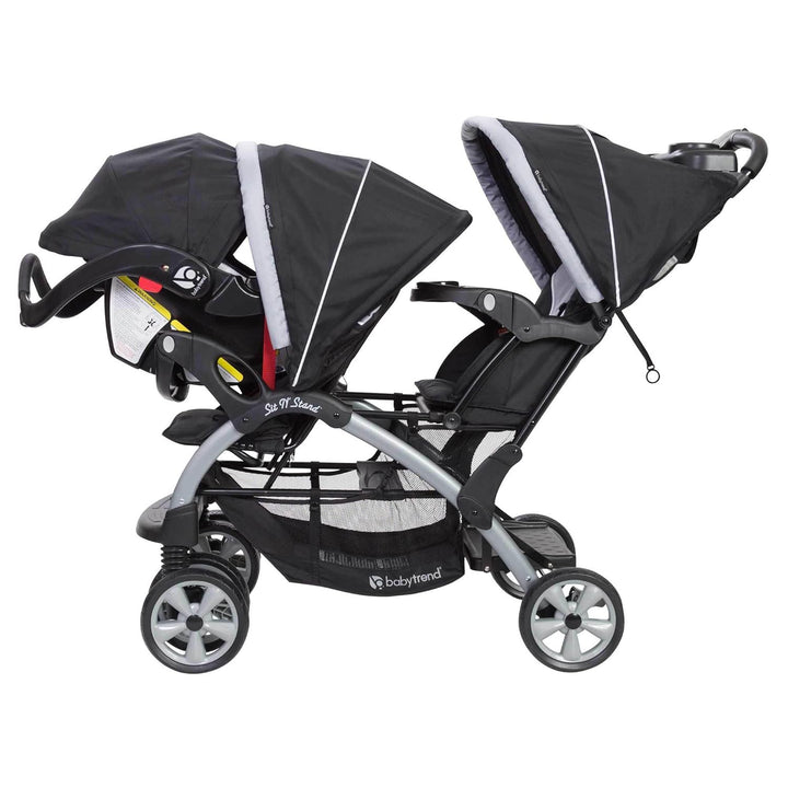 Double Infant and Toddler Stroller W/ Harness and Basket, Sit N' Stand, Stormy