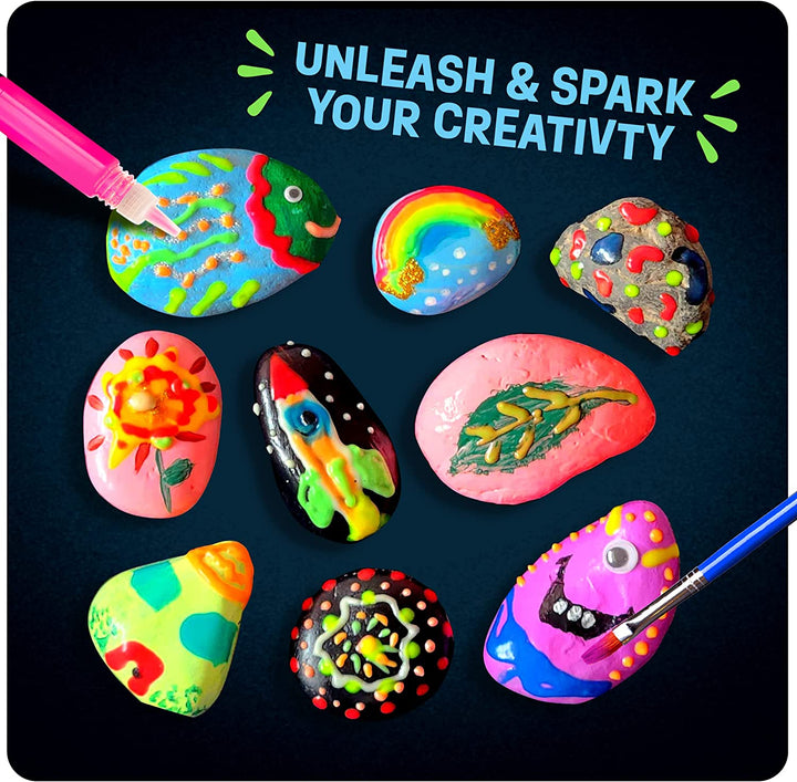 Kids Rock Painting Kit - Glow in the Dark - Arts & Crafts Gifts for Boys and Girls Ages 6-12 - Craft Activities Kits - Creative Art Toys for 6, 7, 8, 9, 10, 11 & 12 Year Old Kid
