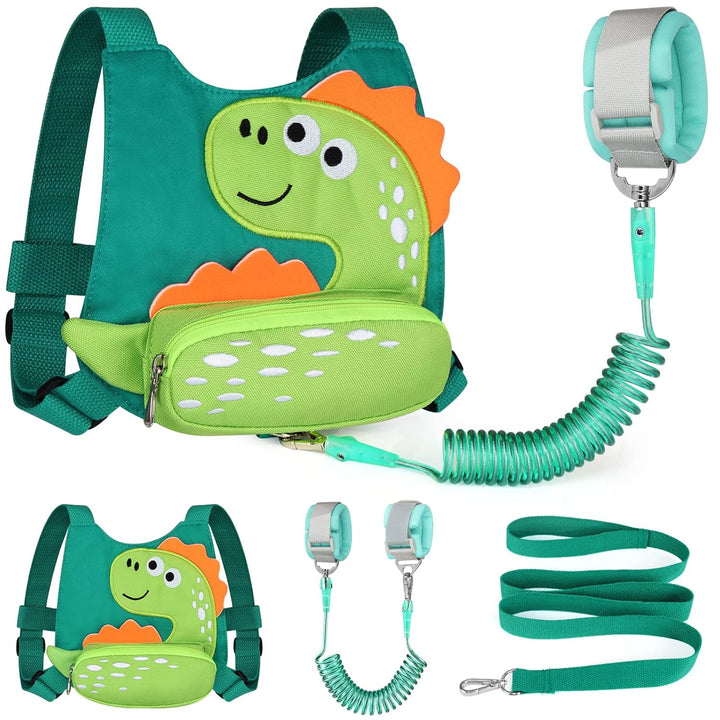 Toddler Harness Leash with anti Lost Wrist Link, Cute Dinosaur Kids Harnesses Children Leashes, Baby Walking Harness Keep Child Close Wristband Strap for Boys Travel