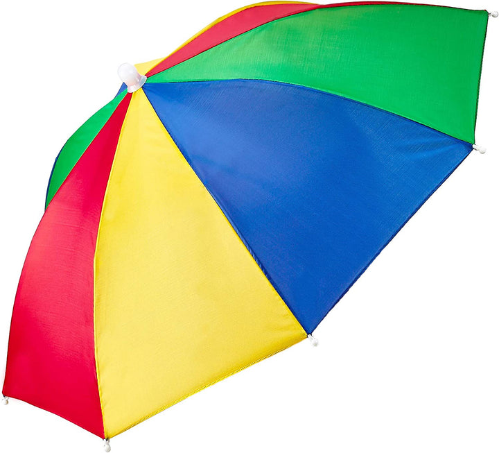Umbrella Hat Pack of 2 - Colorful Party Hats - 20 Inch, Hands Free, Funny Rainbow Colorful Beach Party Hats, Adjustable Size Fits All Ages, Kids, Men & Women