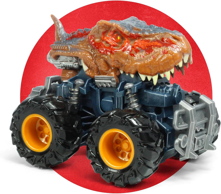 T-Rex Dinosaur Toy Cars for Kids 3-8, Friction Powered Monster Truck with Mechanical Motor, Push N Go Car Stunt Play Party 209-R3