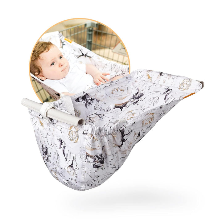 Shopping Cart Hammock – Infant Seat for Grocery Carts – Fits All Car Seat Models – Compatible with Wide 4-Seater Wagons (20”+ Only) – Holds up to 50 Lbs – Black