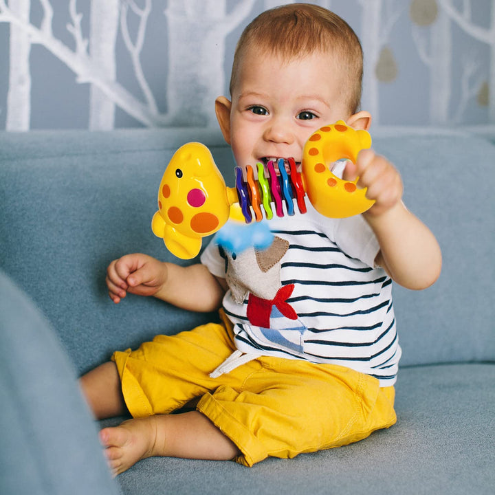 Baby Toys 0-6 Months Infant Toys 0-3 Months Infant Rattles Baby Rattle Teether Toy Set with Storage Box Musical Rattles for Newborn Boy Girl Gifts Set with Baby'S First Rattle Teether (11Pcs)