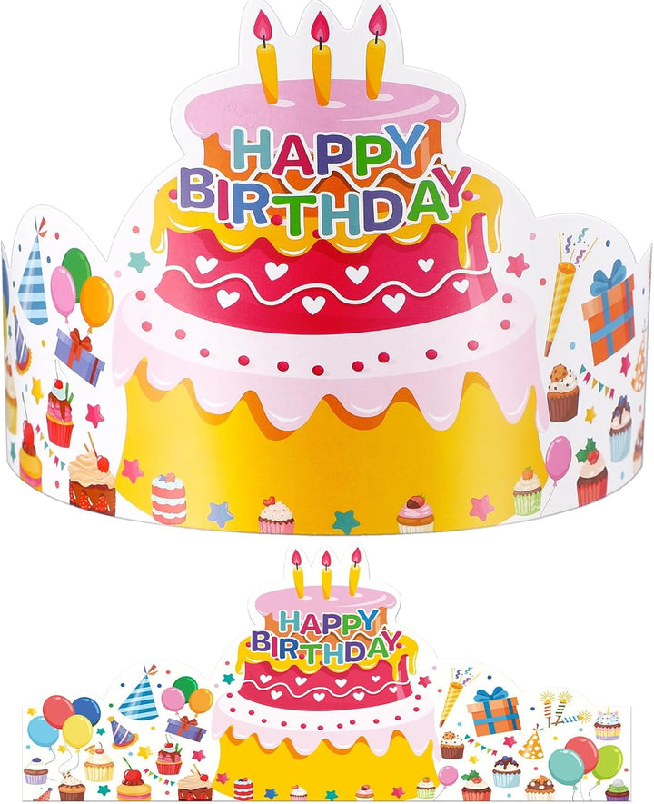42 Pack Happy Birthday Crowns for Kids Classroom with Elastic Band for Teachers Students Kindergarten Party