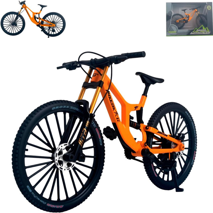 1:8 Scale Mountain Bike Toy DS Die-Cast Mini Finger Bicycle Model Toy Bicycle Figurine Desktop Decoration DH Alloy Bike Action Figurine Toy for Cake Topper Crafts (Yellow)
