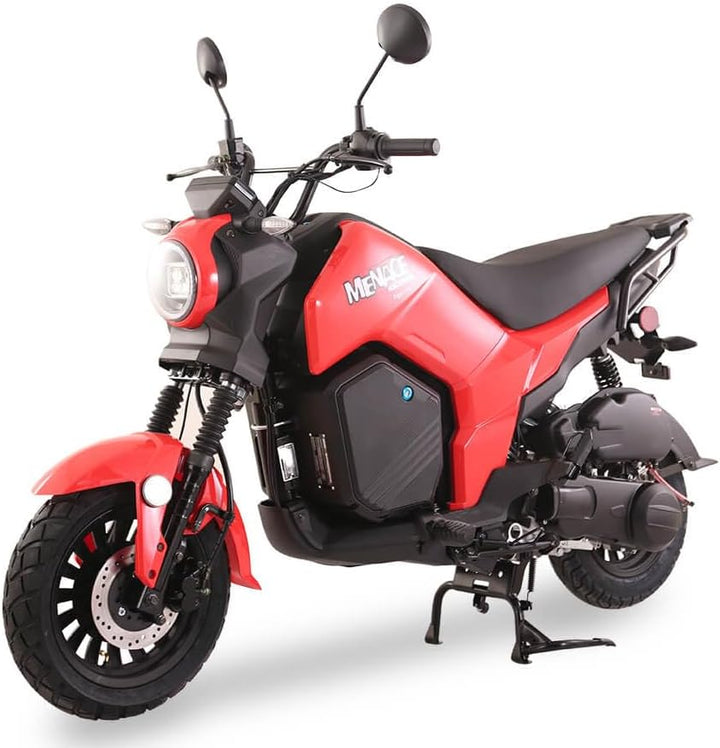 Electric Motorcycle, Street Legal Scooter, Red and Black, LED Headlight, Dual Mirrors