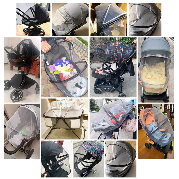 Universal Mosquito Net for Stroller, Baby Bug Net with Two-Way Zippers & Storage Bag, Breathable & Foldable Mosquito Nets for Strollers, Car Seat, Bassinet, Cradle, Portable Mini Crib, Black