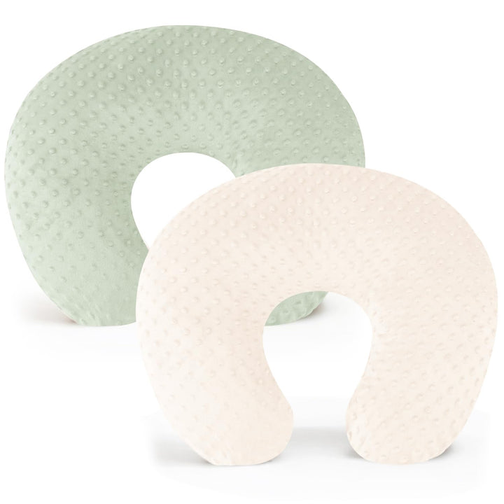2 Pack Nursing Pillow Covers, Soft and Comfortable Nursing Cover for Breastfeeding Pillows, Pillow Slipcover for Baby Girls Boys Newborn(Brown, Blossom)