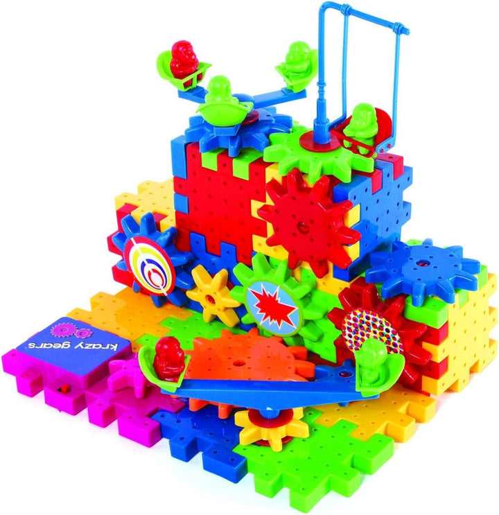 Gear Building Toy Set - Interlocking Learning Blocks - Motorized Spinning Gears - 81 Piece Playground Edition