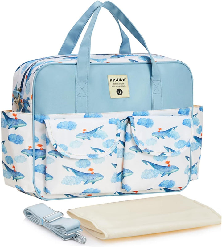 Mummy Shoulder Bag Diaper Bag Chic Nappy Changing Bag Tote/Messenger Style Large with Changing Mat, Adjustable Straps