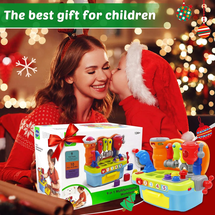 Baby Toys for 1 Year Old Boy Girl Musical Learning Workbench for 1 2 Year Old Boy Birthday Gift Early Educational Sound Shape Toddler Toys Age 1-2 Tool Set for Kids 12-18 Months