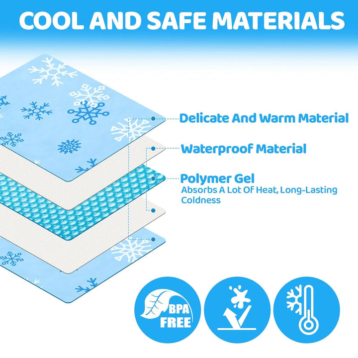 Car Seat Cooling Pad with Waterproof Liner, Gel Car Seat Cooler Pad for Babies Summer, Potty Training Protector Mat Cushion for Carseats and Strollers, Easy to Clean, Reversible, Cool Blue