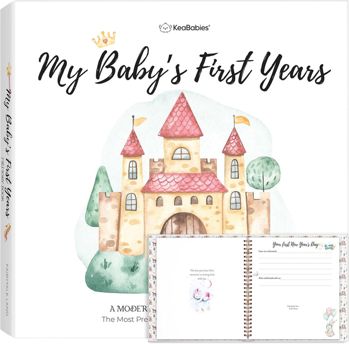 First 5 Years Baby Memory Book Girl, Boy - 90 Pages Hardcover First Year Milestone Keepsake Book, Newborn Scrapbook for New Parents, Minimalist Photo Album Journal, Gift for Baby Shower(Adventureland)