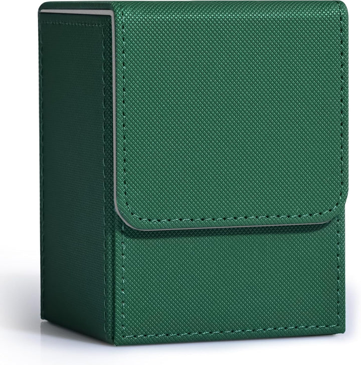 Card Deck Box for Trading Cards, MTG Commander Deck Box Holds 120+ Single Sleeved Cards, Leather Magnetic Card Storage Box Fits for TCG CCG Magic Cards (Black)