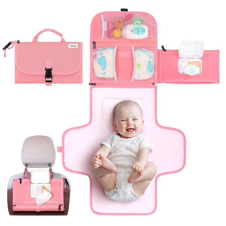 Portable Diaper Changing Pad - Baby Diaper Changer Travel Bag with Wipes Pocket, Smart Design Portable Changing Mat, Infant Travel Station Kit, Gift for Newborn Girl & Boy - Grey, Classic