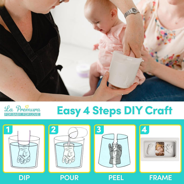 Baby Keepsake Hand Casting Kit with Shadow Box Frame - Plaster Hand Mold Baby Casting Kit for Infant Hand & Foot Molding, Perfect for First Birthday, Christmas & Newborn Gifts