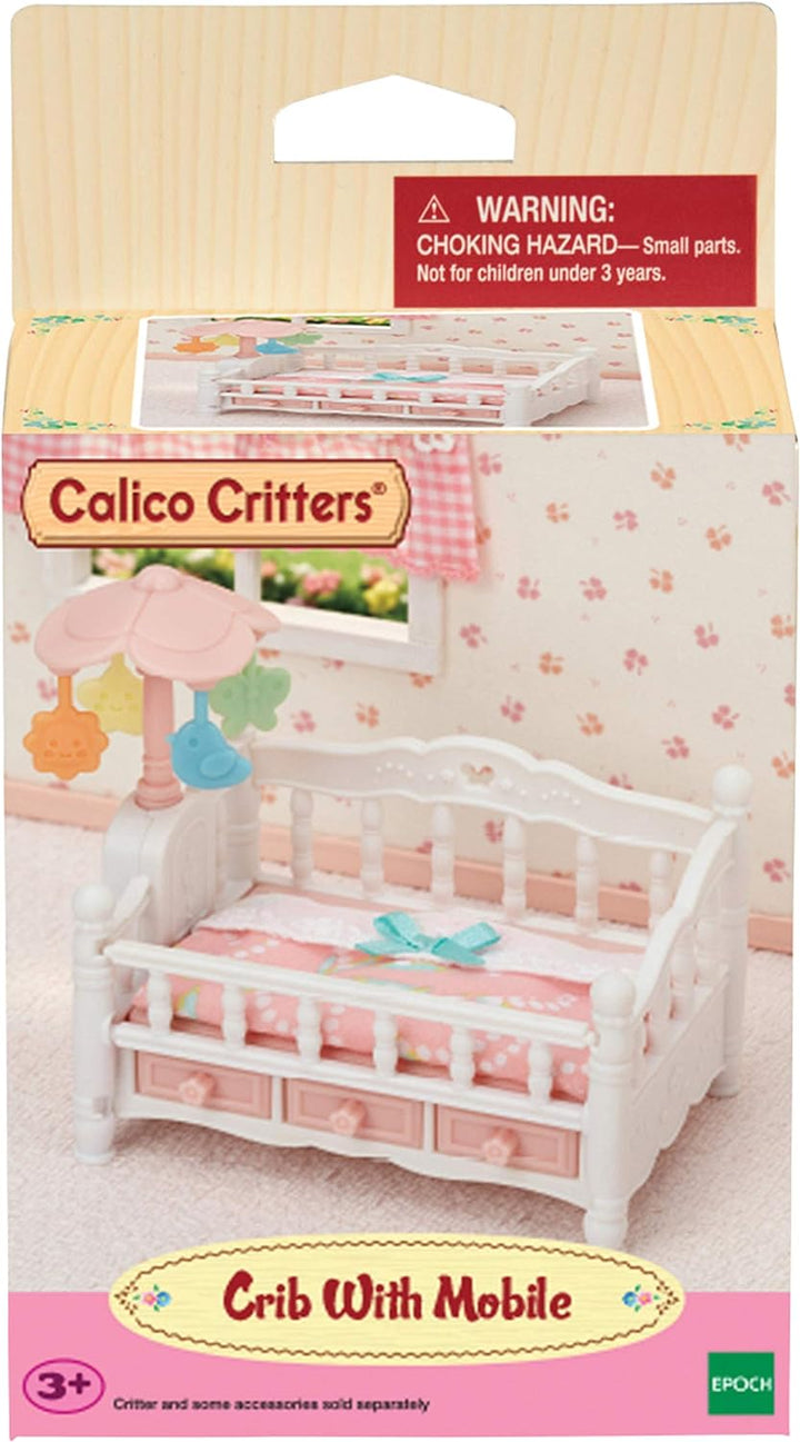 Crib with Mobile - Interactive Dollhouse Furniture Set with Working Features
