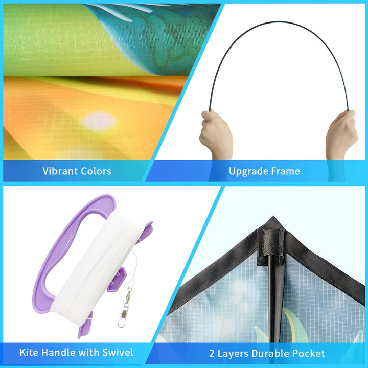 s for Kids Ages 4-8, Large Kite for Adults, Easy to Fly Beach Kites with Handle and String,Perfect for Beginners,Beach,And Outdoor Flying Fun