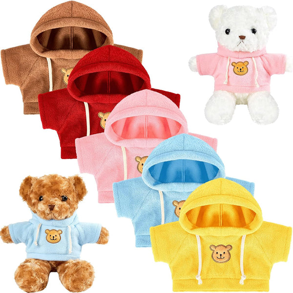 5 Pcs Bear Clothes Tee Hoodie Fit 14-18 Inches Bears Sublimation Stuffed Animal Cute Tiny DIY Toy Make Your Own Plush Doll Clothes (Cute Color)