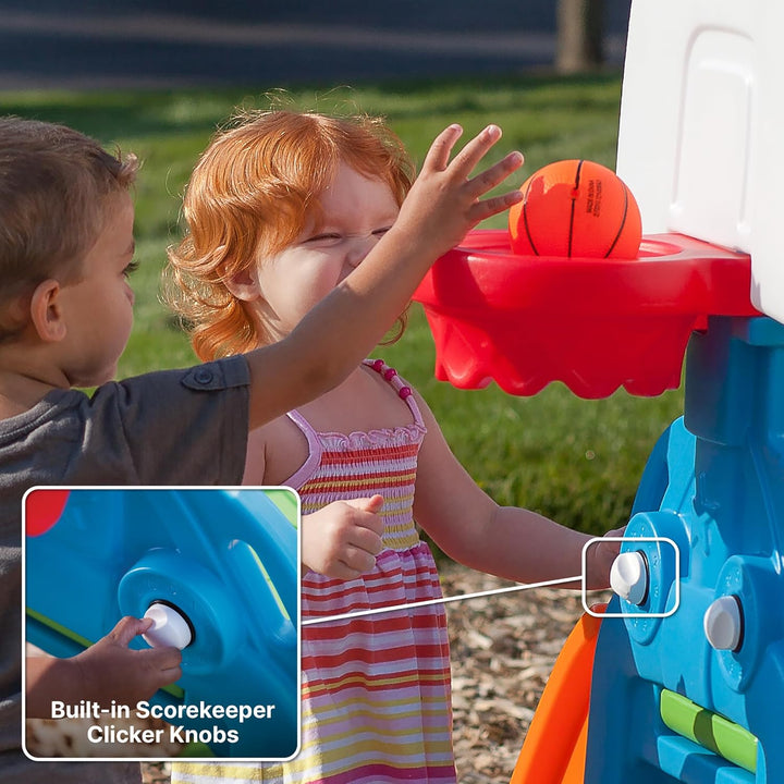 Game Time Sports Climber, Kids Indoor/Outdoor Playset, Backyard Playground Set, Slide, Climbing Wall, Basketball Hoop, outside Jungle Gym, for Toddlers 2-6 Years Old