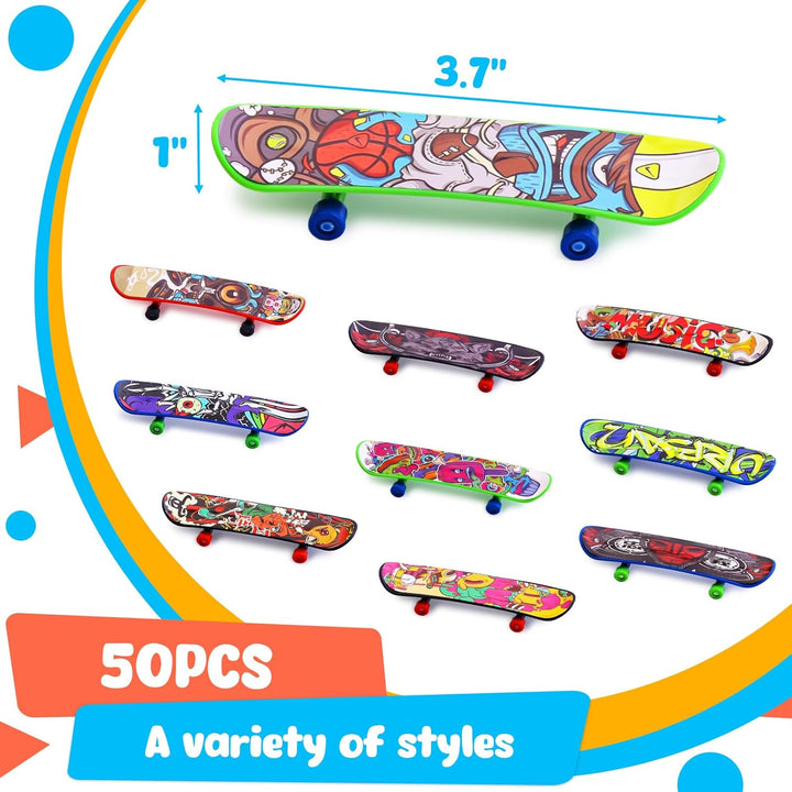 50PCS Mini Finger Skateboards, Finger Boards Toy Mini Skateboard for Kids Party Favors, Birthday Goodie Bag Stuffers, Classroom Prizes Exchange Gifts