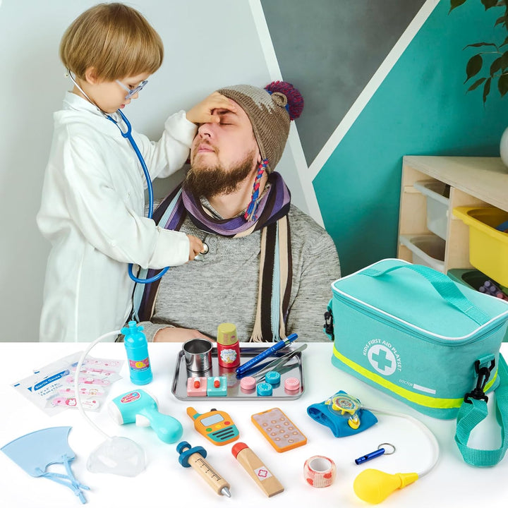 Doctor Kit for Kids, 34 Pcs Pretend Playset for Toddlers, Doctor Kit for Toddlers 3-5, with Medical Bag, Stethoscope and Other Accessories, for Boys and Girls Fun Role Playing Game