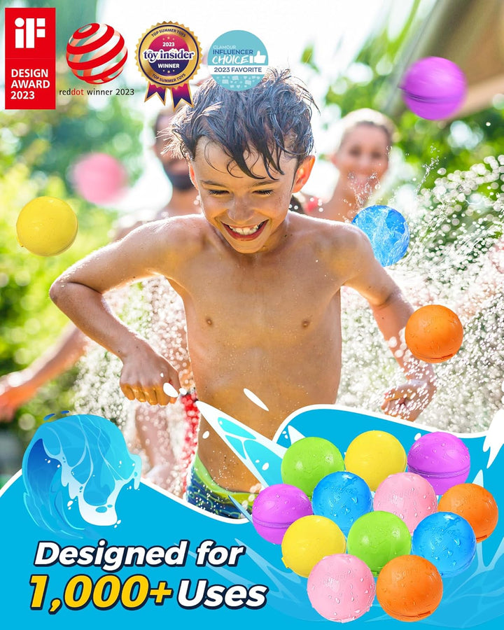 Reusable Water Bomb Balloons, Summer Toy Water Toy for Boys and Girls, Pool Beach Toys for Kids Ages 3-12, Outdoor Activities Water Games Toys Self Sealing Water Splash Ball for Fun(12Pack)