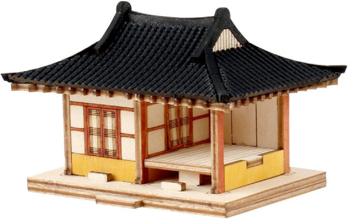 Mini Tile Roofed House 2 Compartsments, Wooden Creative Model Kits, Detailed Model Kits for Enthusiasts and Collectors 미니기와두칸