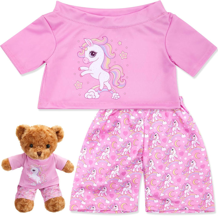 2 Pcs Bear Clothes Outfit Fit Most 12-16 Inch Stuffed Clothing Cute Plush Doll Clothes Plushy Bear Pajamas for Stuffed Make Your Own Plush Bears(Solid Style,Light Blue)