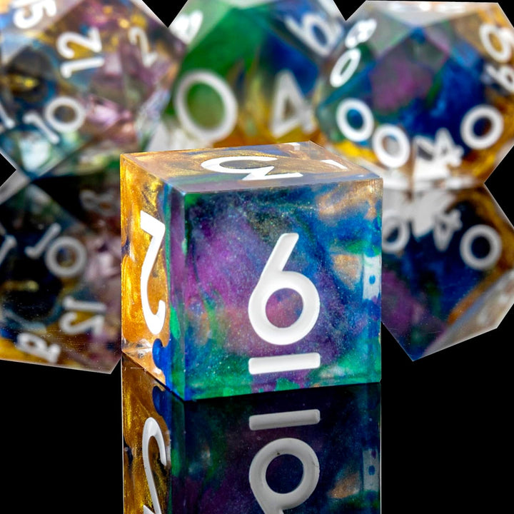 Sharp Edge DND Dice Set Handmade 7 Accessories Dice for Dungeons and Dragons TTRPG Games, Multi-Sided RPG Polyhedral Resin Sharp Edge Dice Roleplaying Games