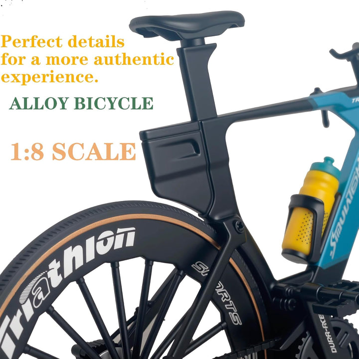1:8 Scale Road Race Bike Toy Racing Bicycle Die-Cast DS Mini Road Finger Rider Bicycle Model Desktop Decoration DH Alloy Bike Action Figurine Toy for Cake Topper Crafts (Blue)